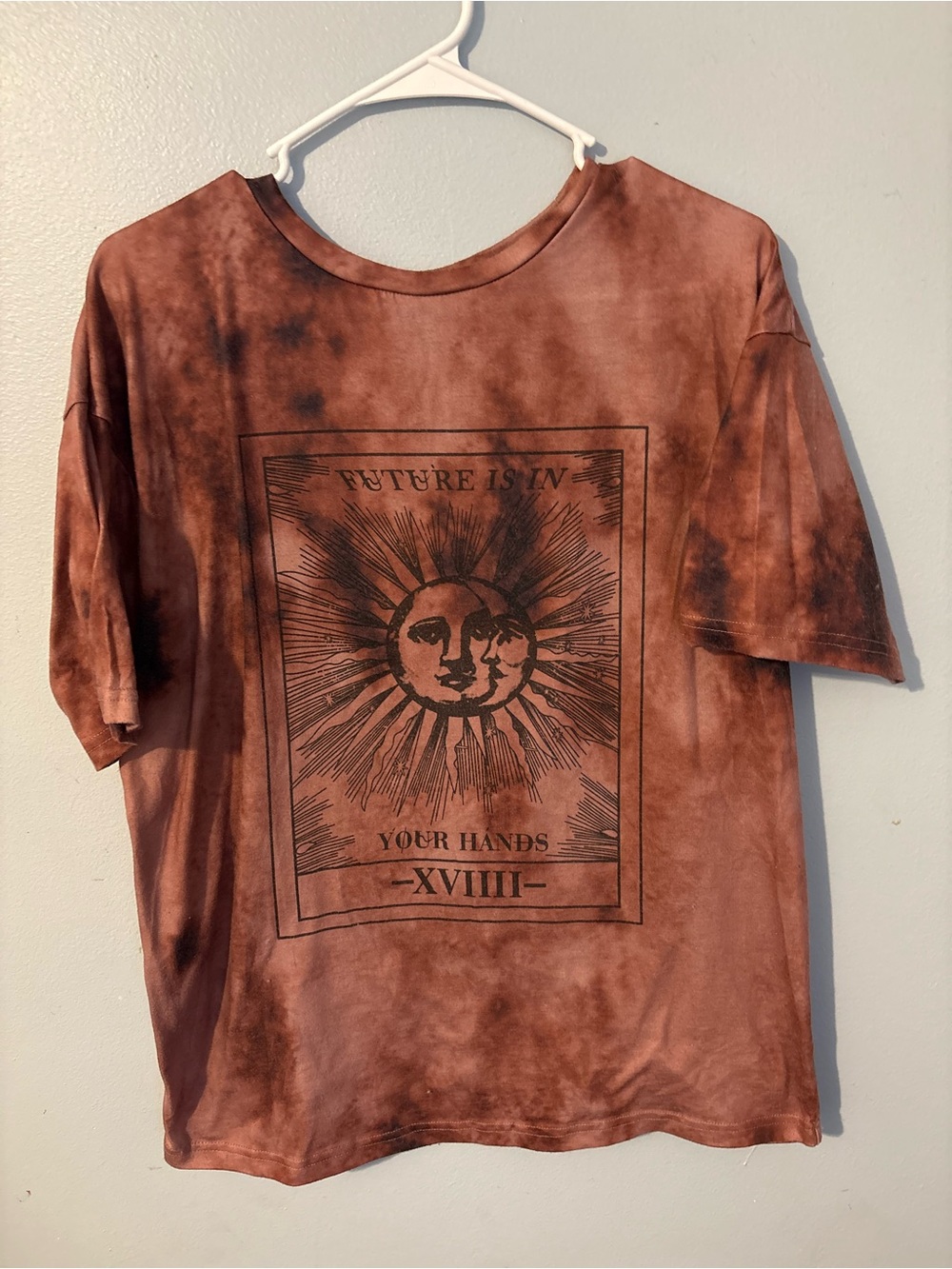 Brown Tie-Dye Graphic women’s T-Shirt with Sun Print